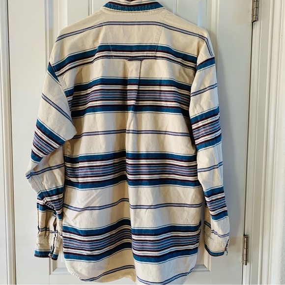 Arizona Mens Cotton Striped Western Style Button Down Long Sleeve Shirt | Medium - Picture 6 of 6